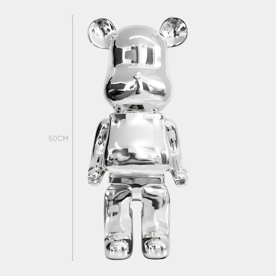 Aero Bear 50cm Chrome Resin Indoor Sculpture