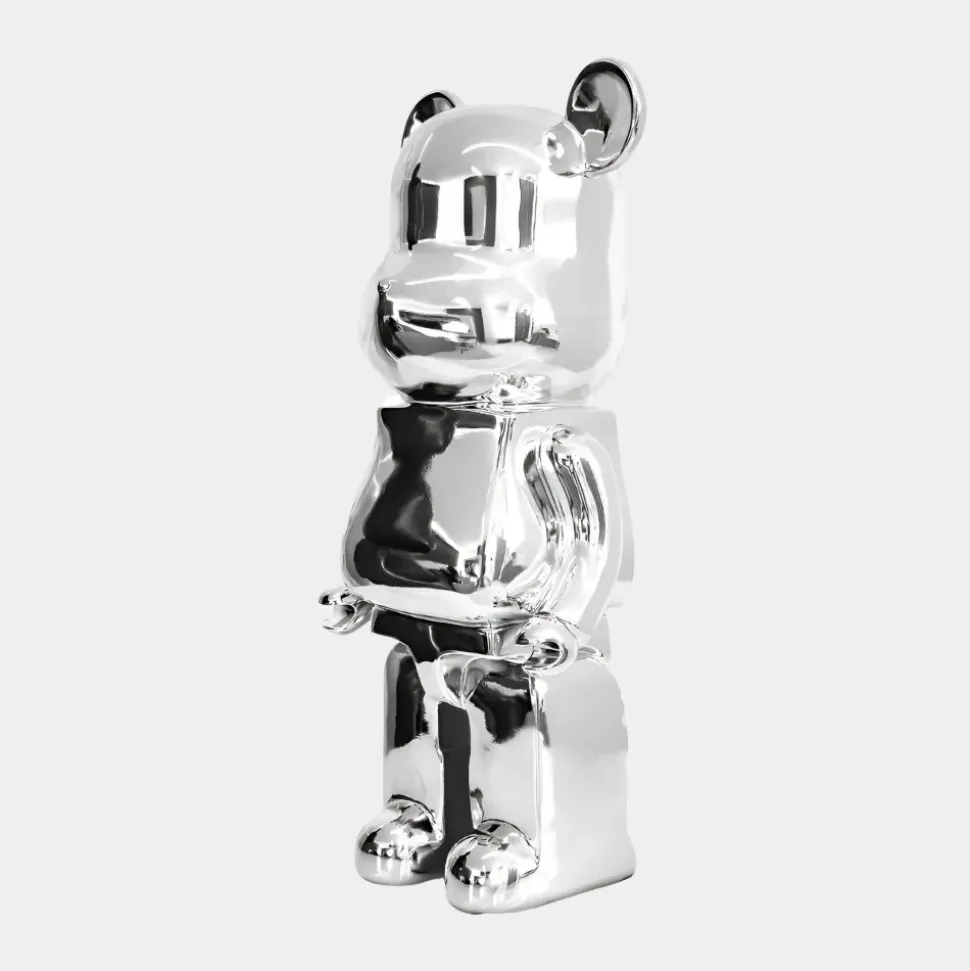 Aero Bear 50cm Chrome Resin Indoor Sculpture