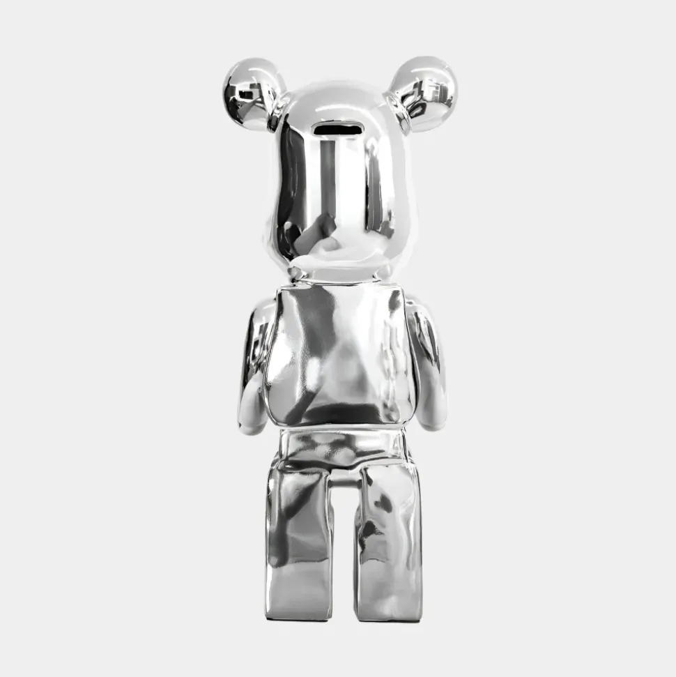 Aero Bear 50cm Chrome Resin Indoor Sculpture