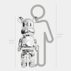 Aero Bear 135cm Chrome Resin Indoor Sculpture