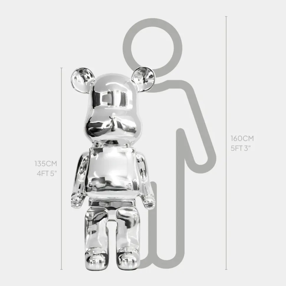 Aero Bear 135cm Chrome Resin Indoor Sculpture