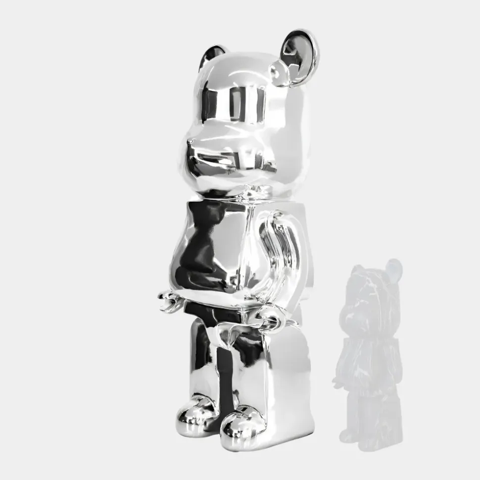 Aero Bear 135cm Chrome Resin Indoor Sculpture