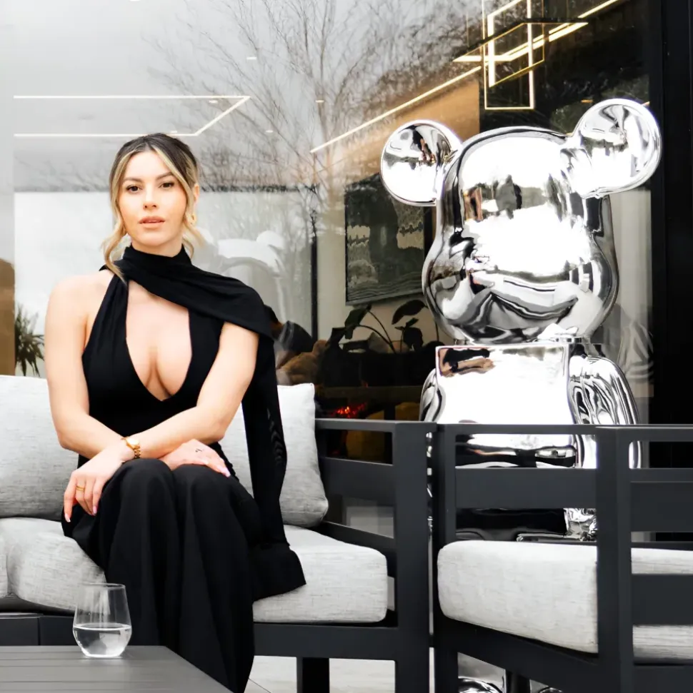 Aero Bear 135cm Chrome Resin Indoor Sculpture