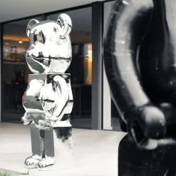 Aero Bear 135cm Chrome Resin Indoor Sculpture