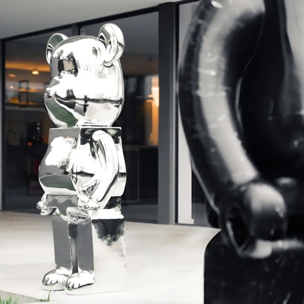 Aero Bear 135cm Chrome Resin Indoor Sculpture
