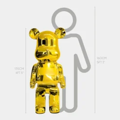 Aero Bear 135cm Gold Resin Indoor Sculpture