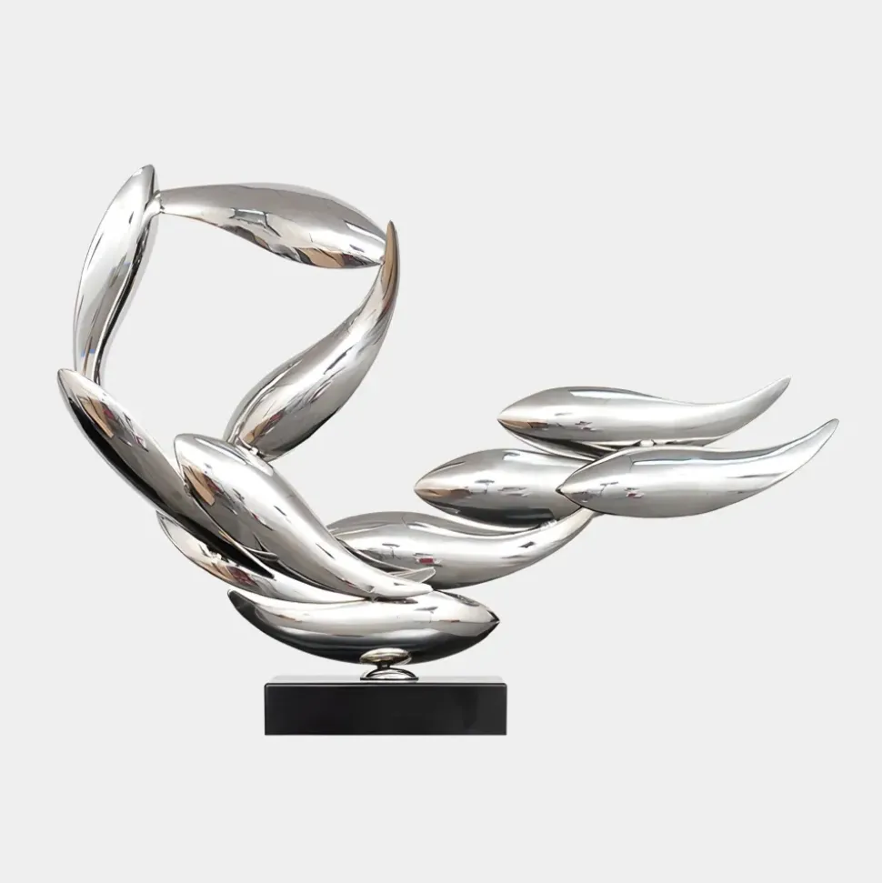Aero Stream 50cm Silver Metal Indoor Sculpture