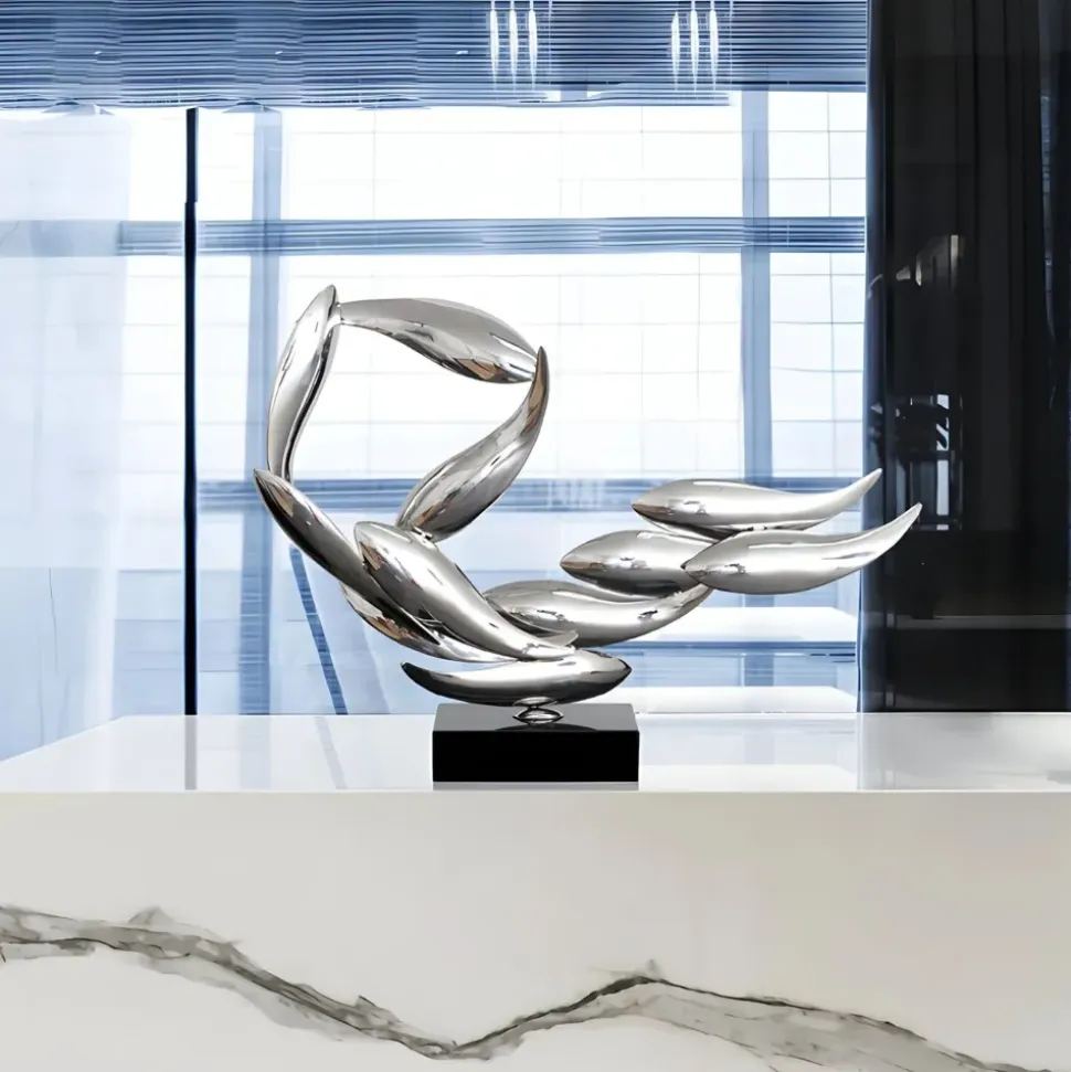 Aero Stream 50cm Silver Metal Indoor Sculpture