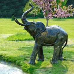 African Elephant Bronze Metal Garden Statue