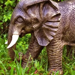 African Elephant 42cm Bronze Marble Resin Garden Ornament