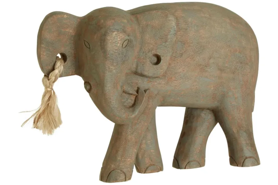 Ancient Elephant 31cm Wood Indoor Statue