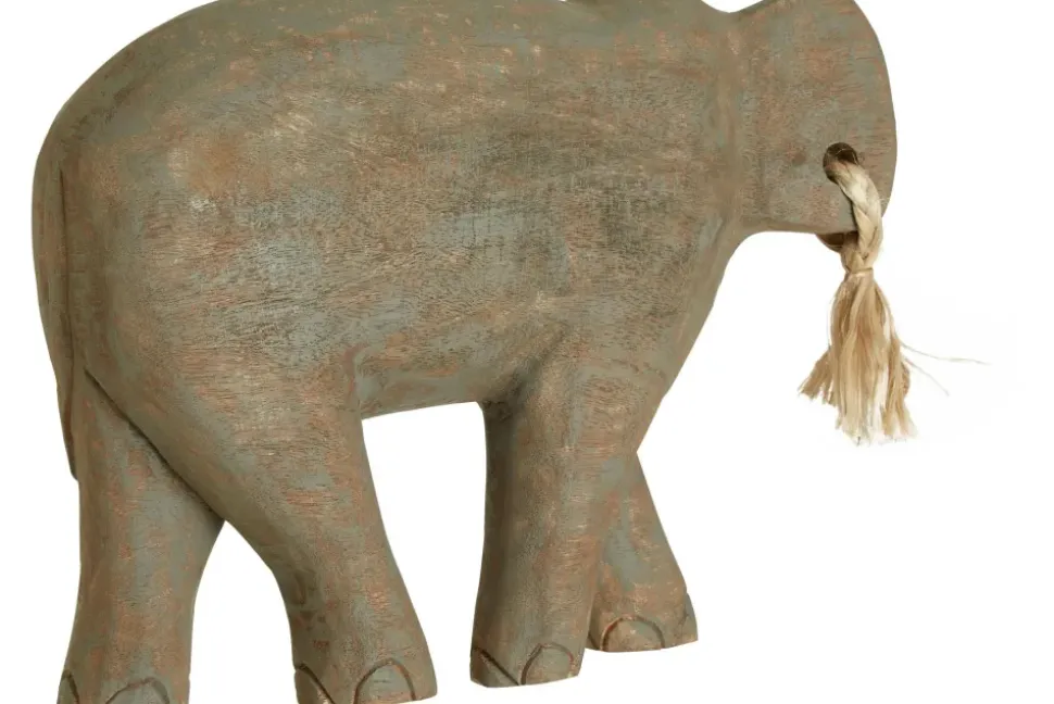 Ancient Elephant 31cm Wood Indoor Statue