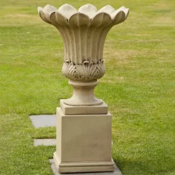 Annecy Vase on Pedestal Stone Garden Planter