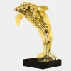 Aqua Dolphin 105cm Gold Metal Garden Sculpture