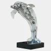 Aqua Dolphin 105cm Silver Metal Garden Sculpture
