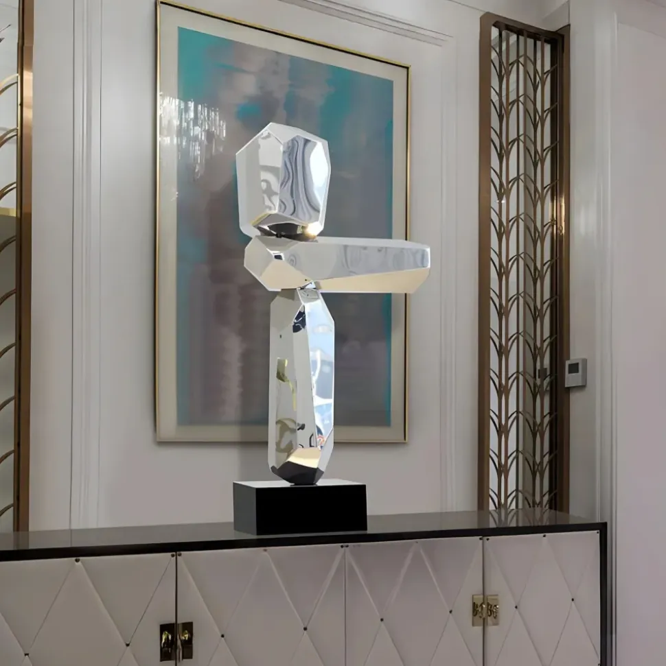 Astrolith 90cm Silver Metal Indoor Sculpture v1