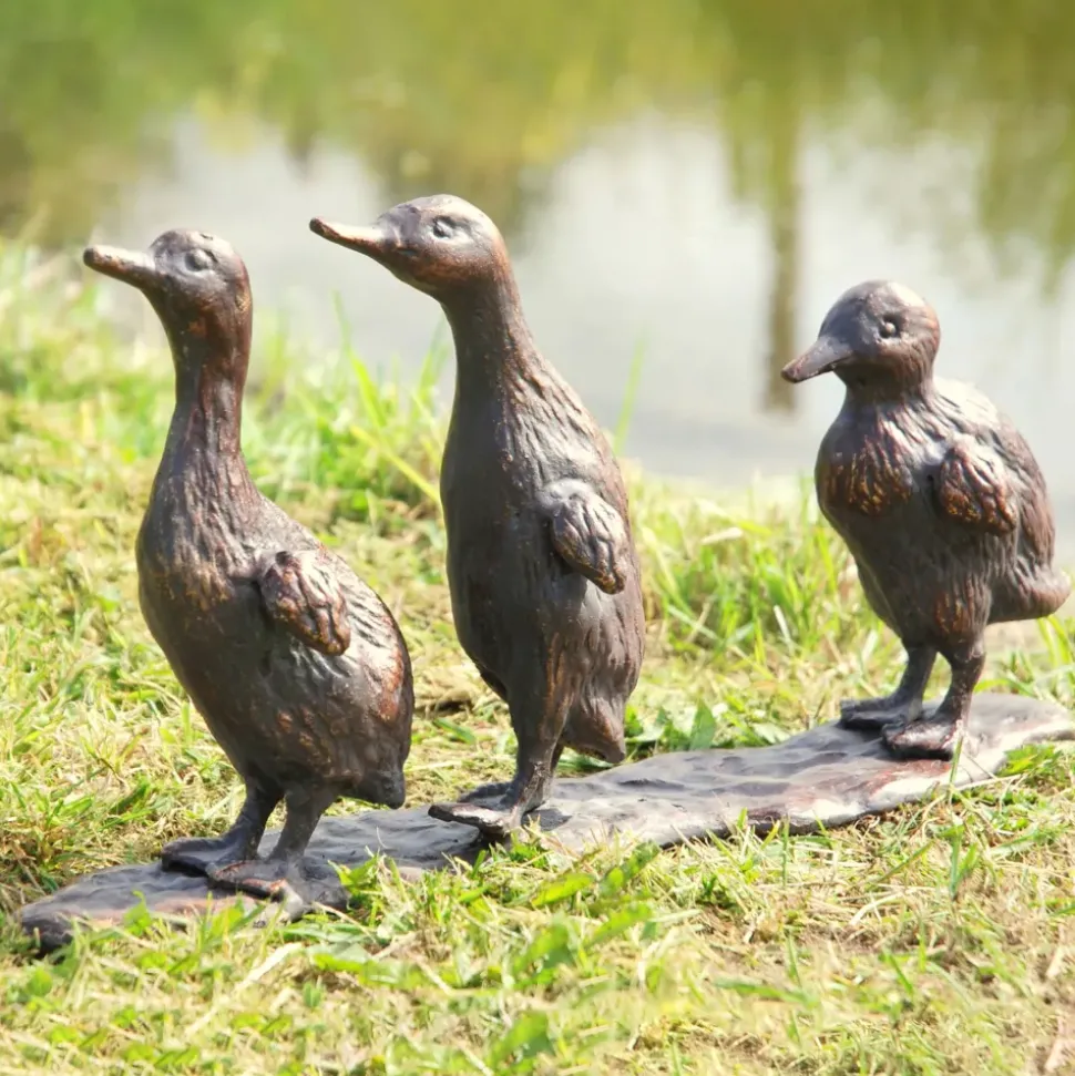 Baby Ducklings Bronze Metal Garden Ornaments