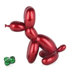 Balloon Dog & Bone 28cm Red Resin Indoor Sculpture