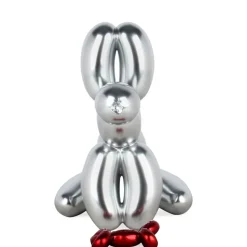 Balloon Dog & Bone 28cm Silver Resin Indoor Sculpture