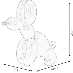 Balloon Dog & Bone 46cm White Resin Indoor Sculpture