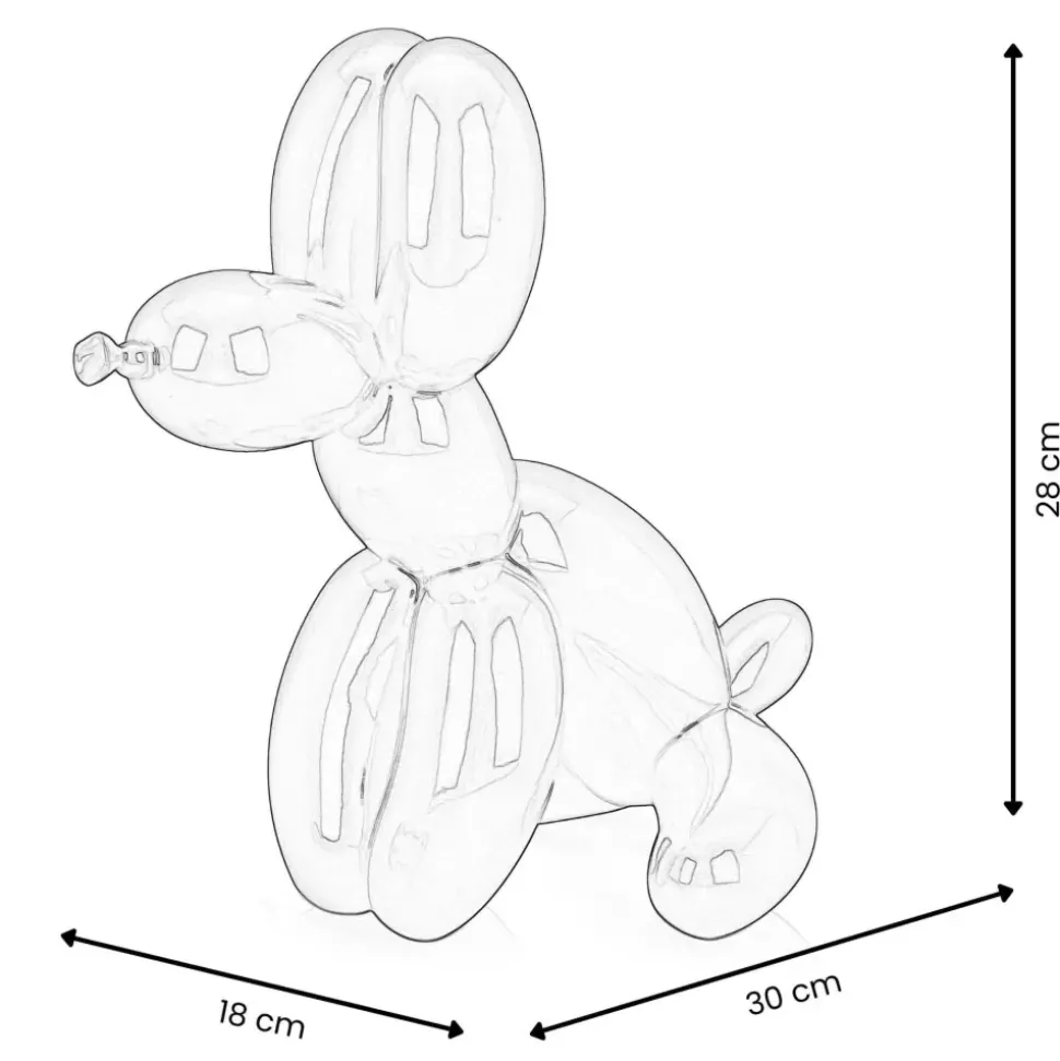 Balloon Dog & Bone 28cm Yellow Resin Indoor Sculpture
