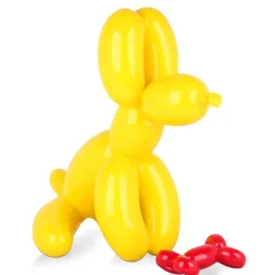 Balloon Dog & Bone 46cm Yellow Resin Indoor Sculpture