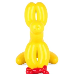 Balloon Dog & Bone 46cm Yellow Resin Indoor Sculpture