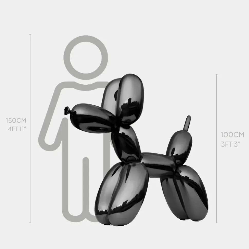 Balloon Dog 100cm Black Fibreglass Indoor Sculpture