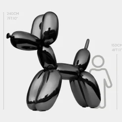 Balloon Dog 240cm Black Fibreglass Indoor Sculpture