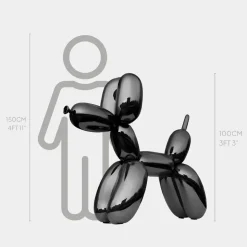 Balloon Dog 100cm Black Metal Garden Sculpture