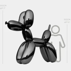 Balloon Dog 200cm Black Metal Garden Sculpture
