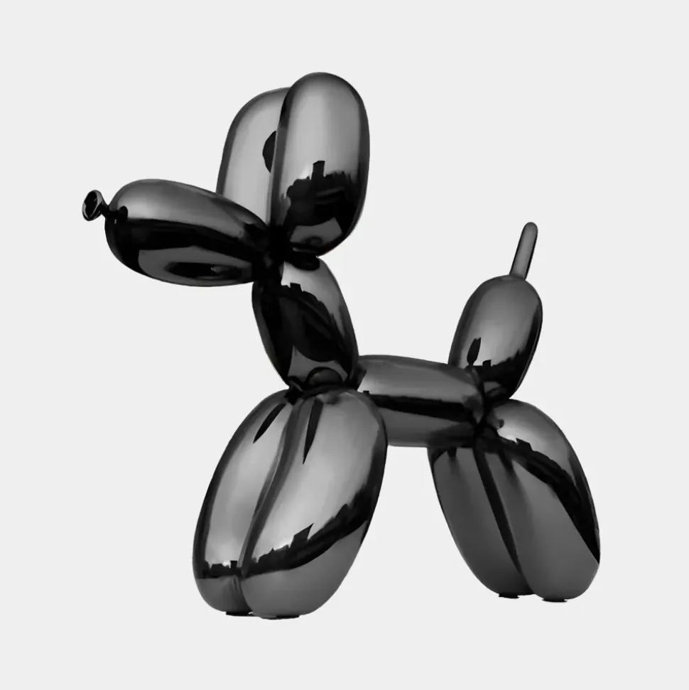 Balloon Dog 80cm Black Metal Garden Sculpture