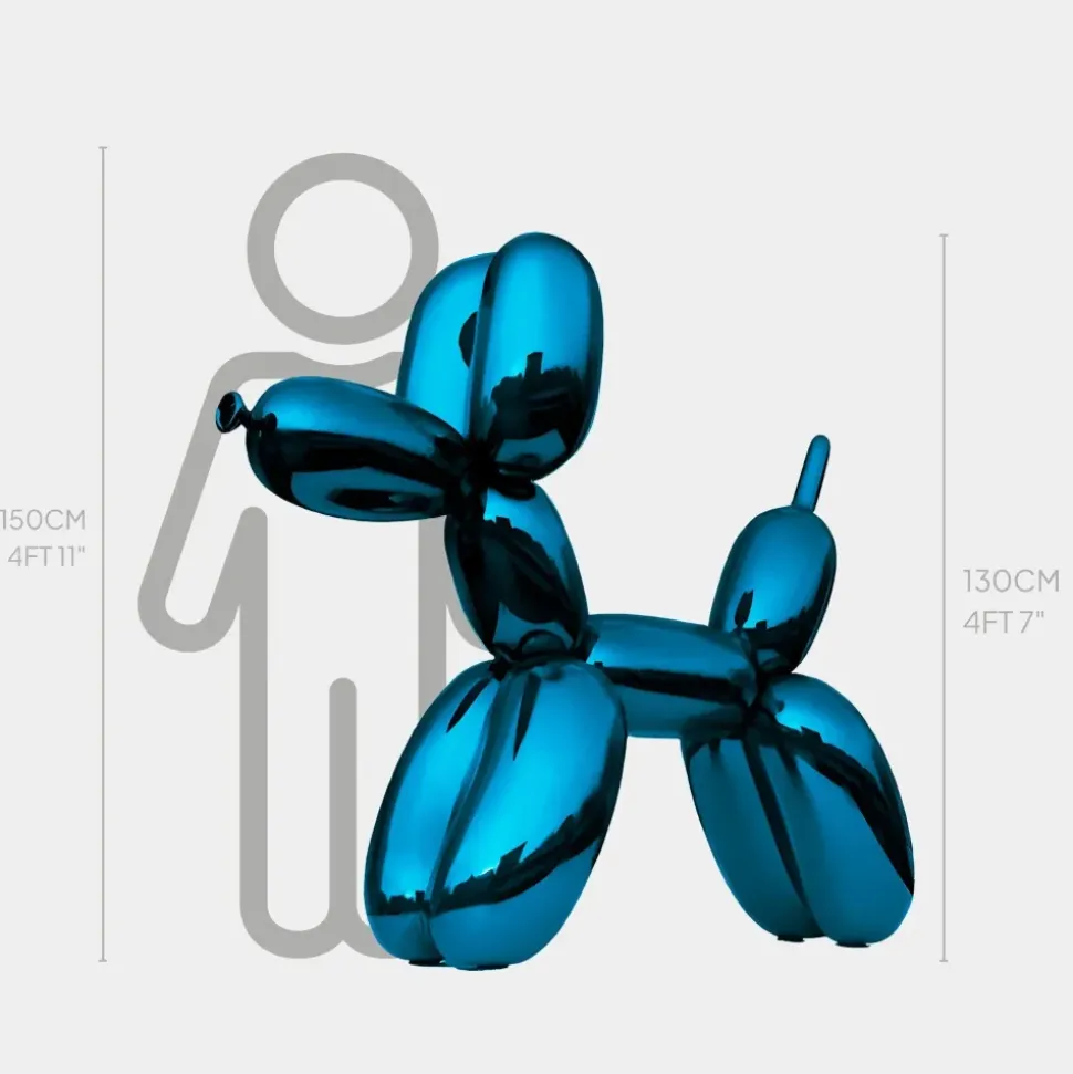 Balloon Dog 130cm Blue Metal Garden Sculpture
