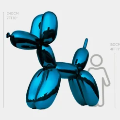 Balloon Dog 240cm Blue Metal Garden Sculpture