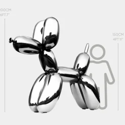 Balloon Dog 200cm Chrome Metal Garden Sculpture
