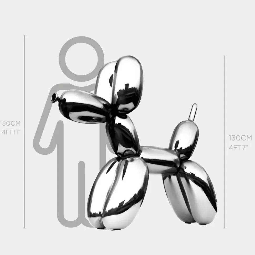Balloon Dog 130cm Chrome Metal Garden Sculpture