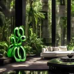 Balloon Dog 130cm Green Fibreglass Indoor Sculpture
