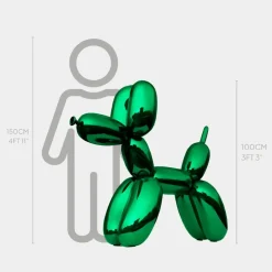 Balloon Dog 100cm Green Metal Garden Sculpture