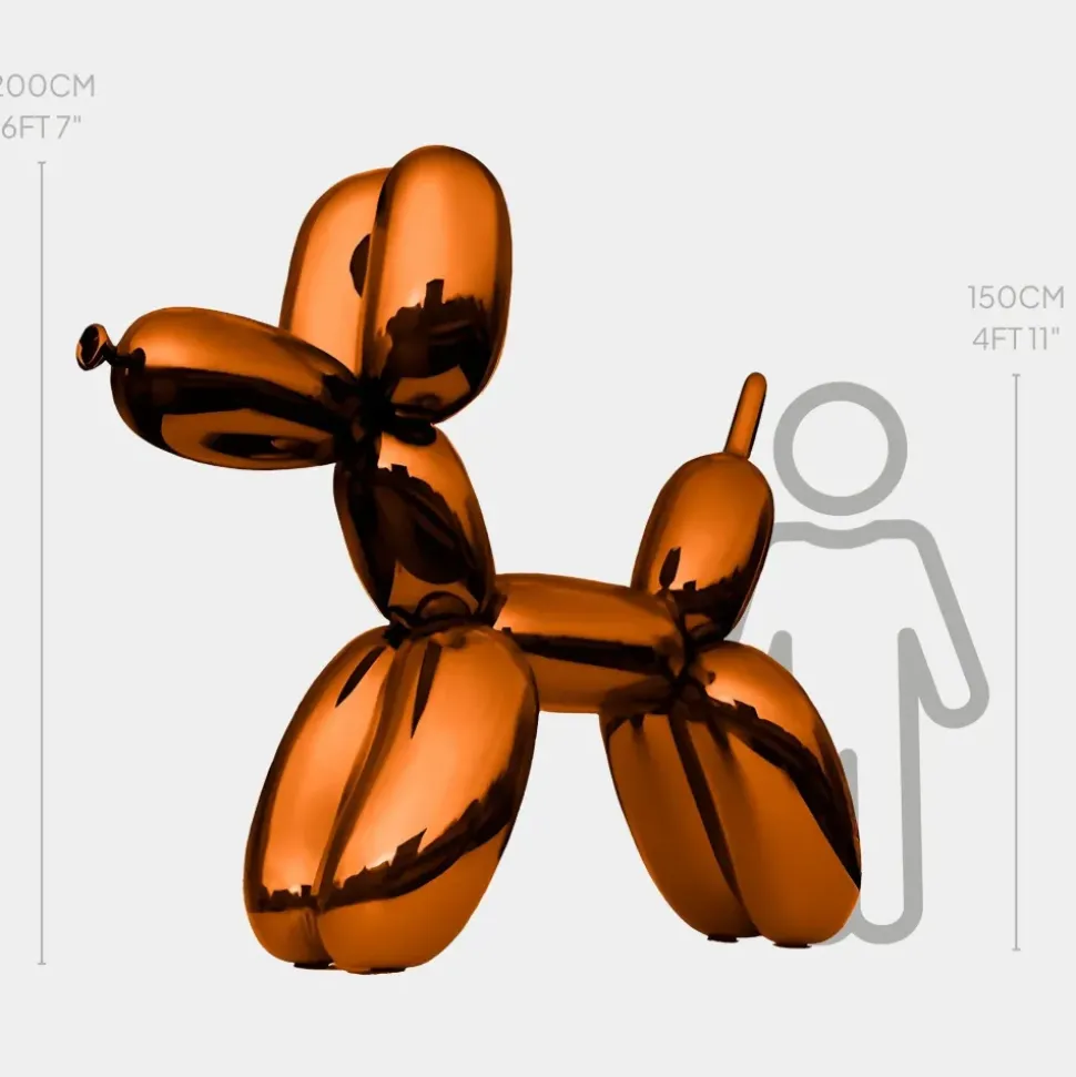 Balloon Dog 200cm Orange Metal Garden Sculpture