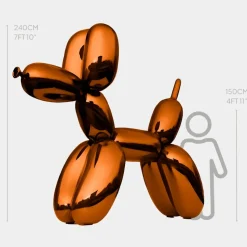 Balloon Dog 240cm Orange Metal Garden Sculpture