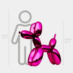 Balloon Dog 100cm Pink Metal Garden Sculpture