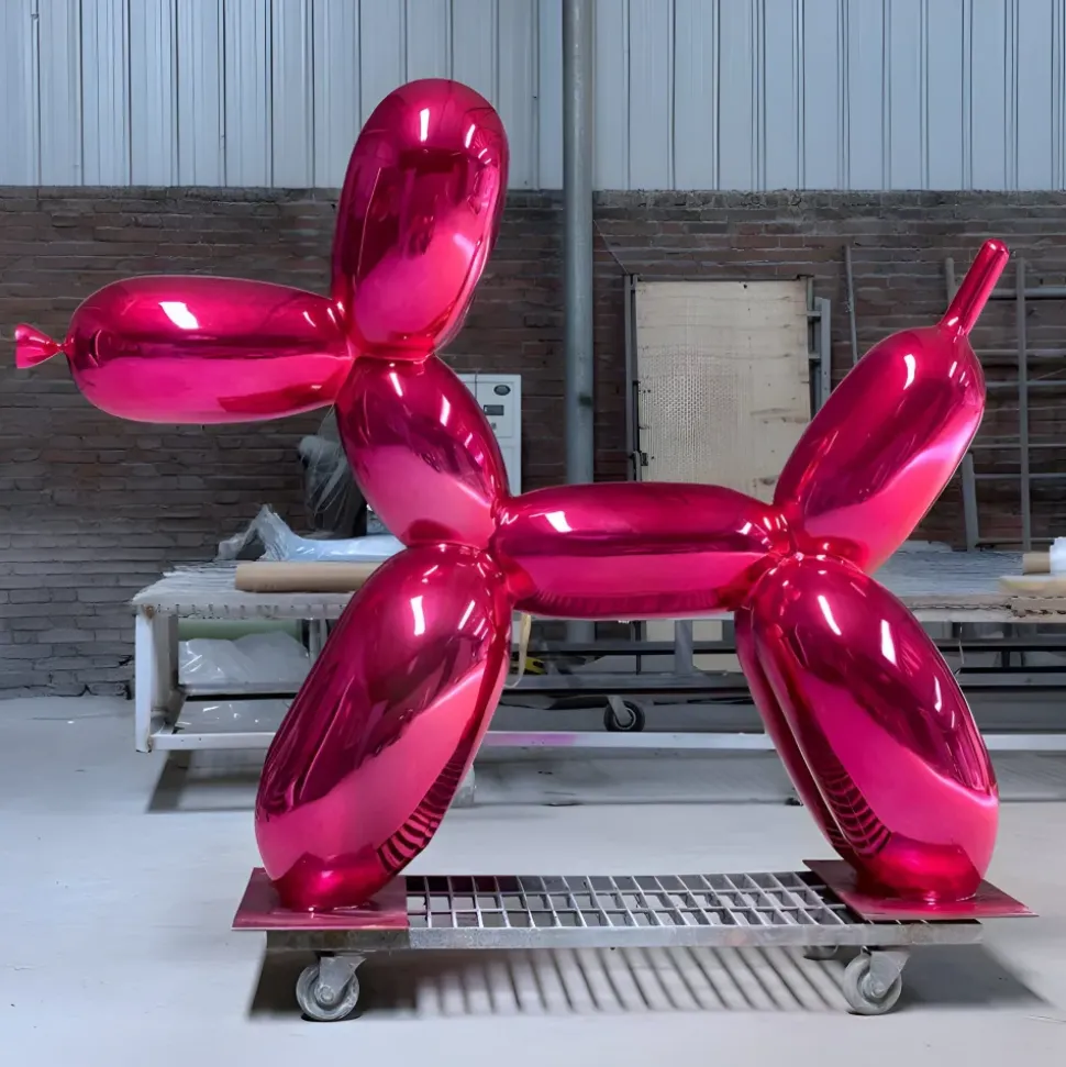 Balloon Dog 80cm Pink Metal Garden Sculpture