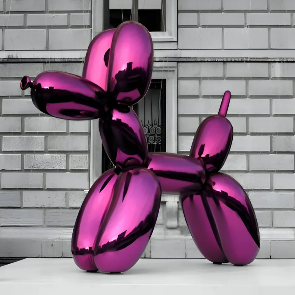 Balloon Dog 100cm Purple Metal Garden Sculpture