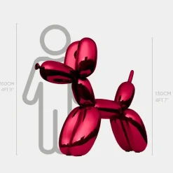 Balloon Dog 130cm Red Metal Garden Sculpture