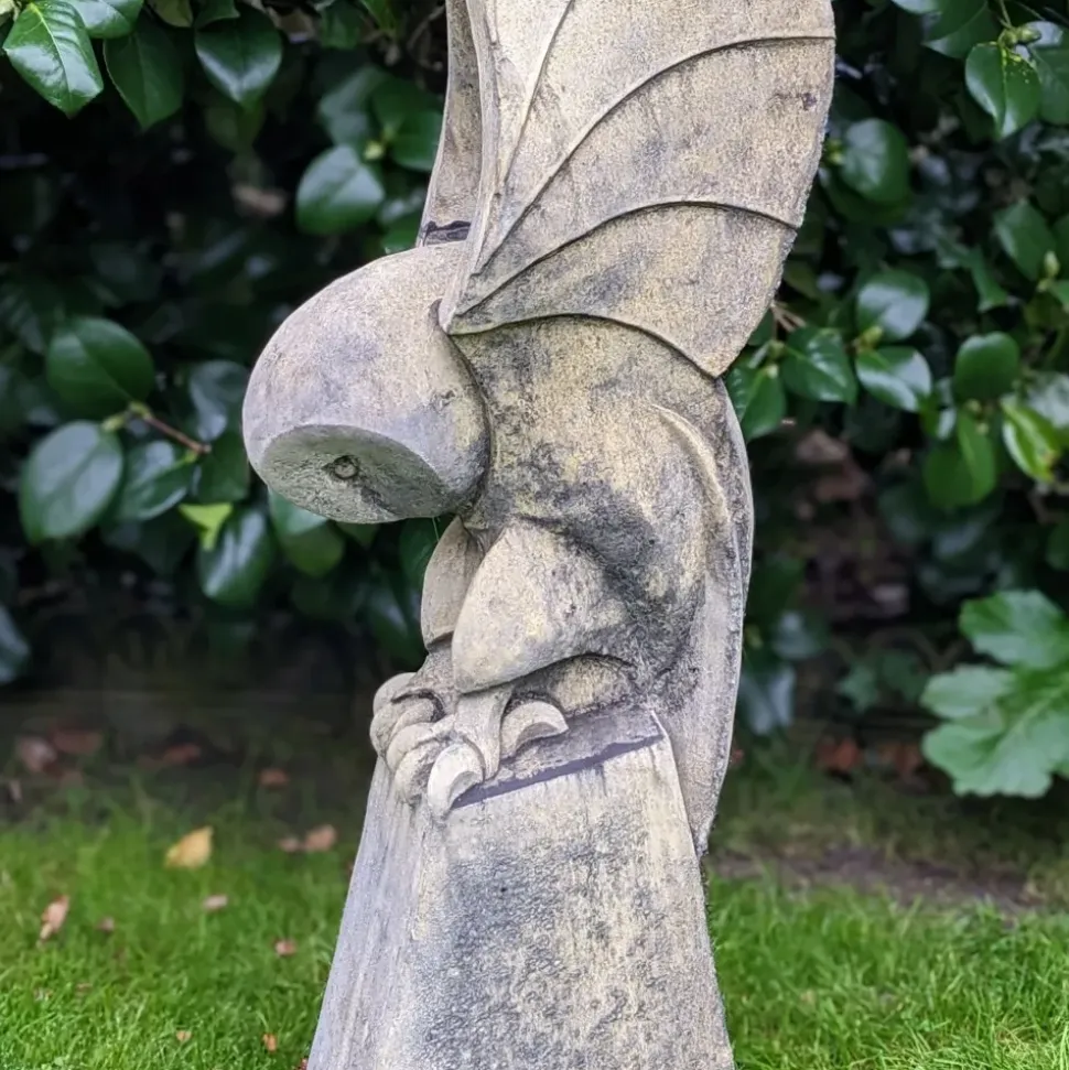 Barn Owl on Pedestal Stone Garden Statue
