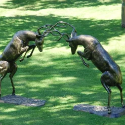 Battling Stags Life-Size 140cm Bronze Metal Garden Statues