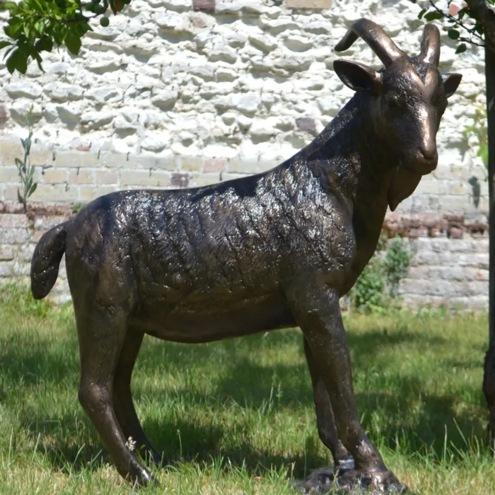 Billy Goat Bronze Metal Garden Statue