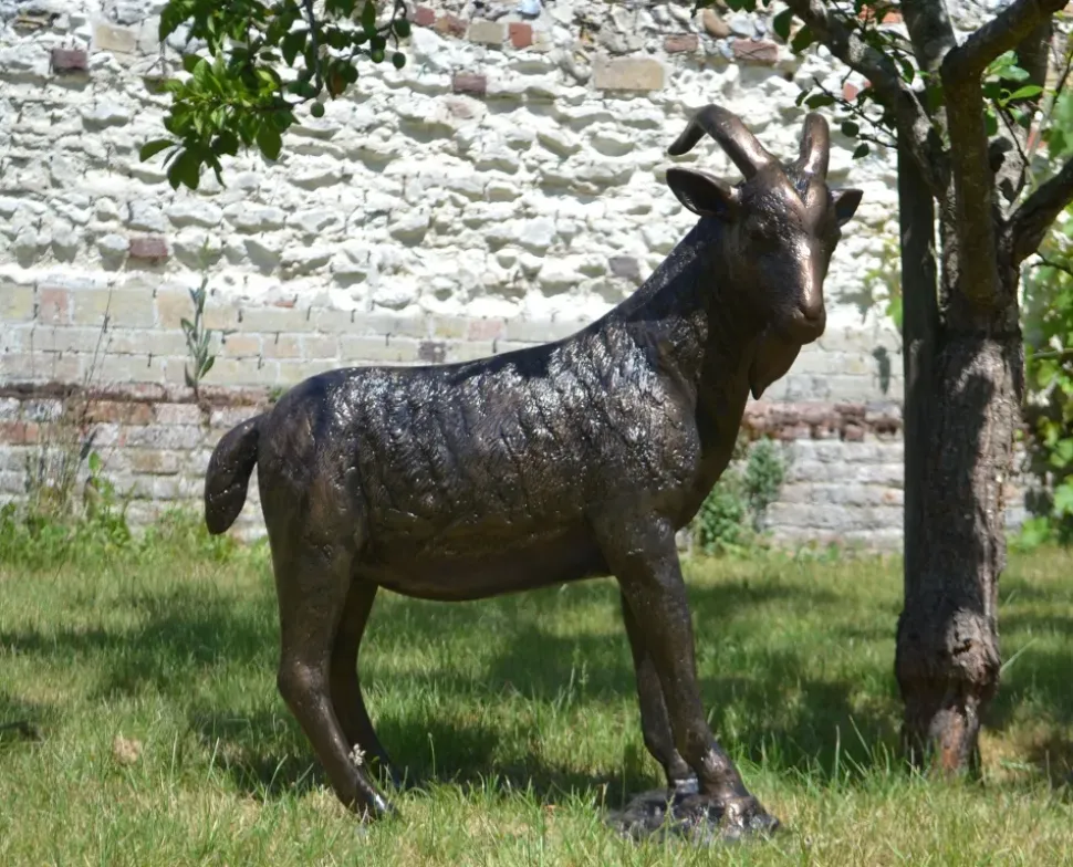 Billy Goat Bronze Metal Garden Statue