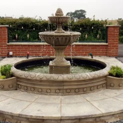 Blenheim Double Tier 2m Stone Water Fountain Feature
