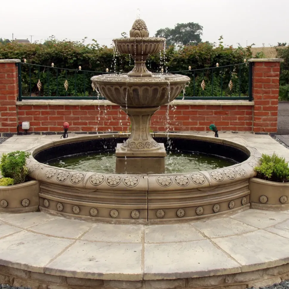 Blenheim Double Tier 2m Stone Water Fountain Feature